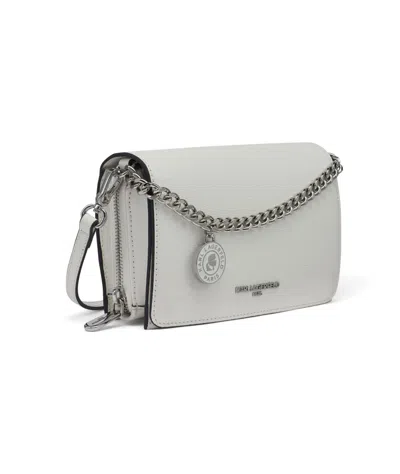 Karl Lagerfeld Lourdes Crossbody In White,silver