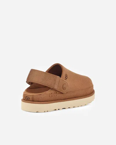 Ugg Goldenstar Suede Flatform Clogs In Brown