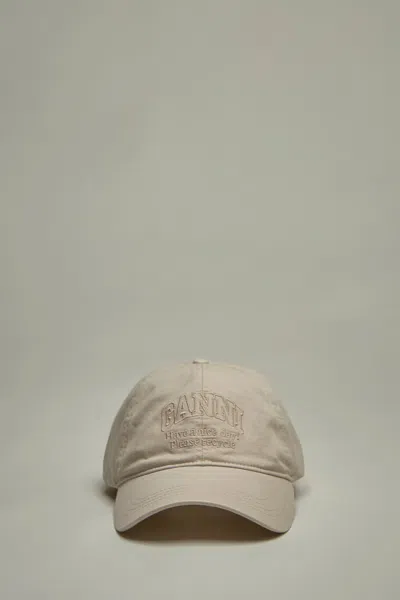 Ganni Patch Cap In Beige