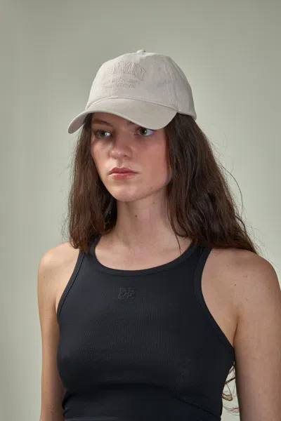 Ganni Patch Cap In Beige