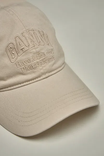 Ganni Patch Cap In Beige