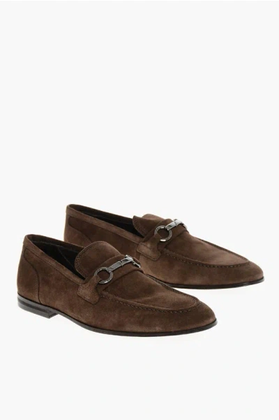 Corneliani Suede Bit Loafers With Leather Sole