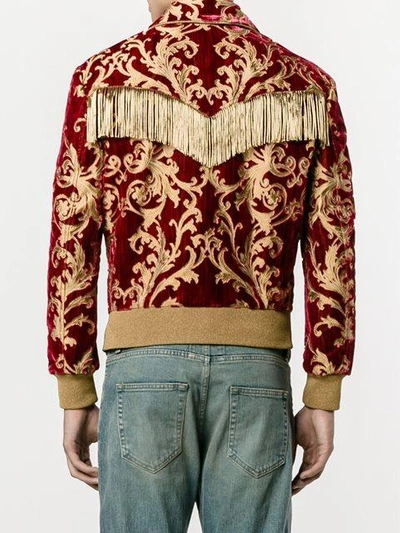 Shop Saint Laurent Fringed Brocade Jacket