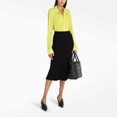 Bottega Veneta Pleated Crinkled Denim Mini Skirt In Black