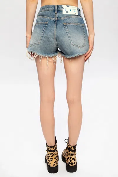 Off-white Raw Hem Denim Shorts In Gray
