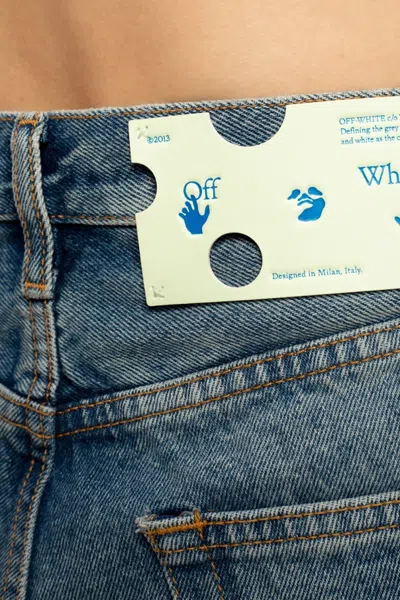 Off-white Raw Hem Denim Shorts In Gray