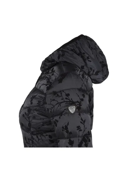 Ea7 Logo Patch Down Jacket In Black