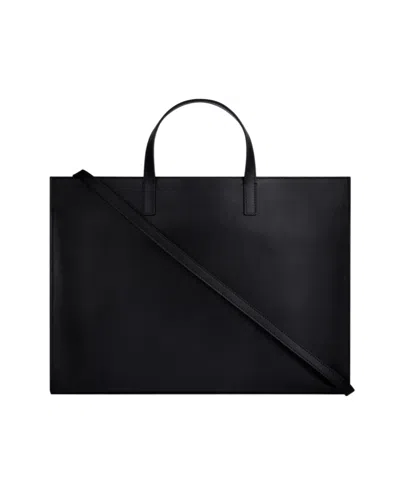 Courrèges Black 'heritage' Shopping Bag In Leather With Logo In Black