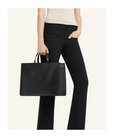 Courrèges Black 'heritage' Shopping Bag In Leather With Logo In Black