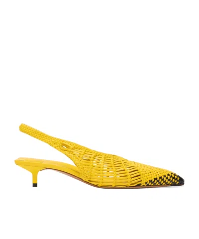 Jacquemus Woven Slingback Shoes With Pointed Toe In Yellow