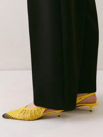 Jacquemus Woven Slingback Shoes With Pointed Toe In Yellow