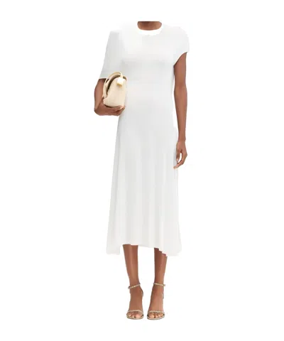 Jacquemus White Long Dress With Round Neck And Maxi Cut-out On The Rear In Viscose Blend Woman