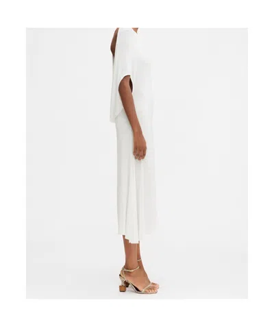 Jacquemus White Long Dress With Round Neck And Maxi Cut-out On The Rear In Viscose Blend Woman