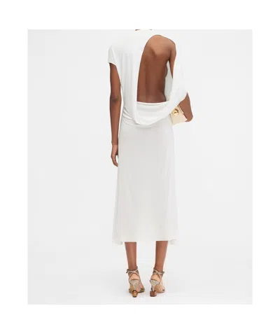 Jacquemus White Long Dress With Round Neck And Maxi Cut-out On The Rear In Viscose Blend Woman