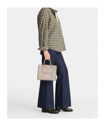 Longchamp Grey Handbag With Embossed Logo On The Front And Adjustable And Removable Shoulder Strap In Clay