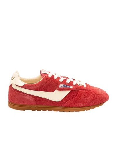 Autry Windspin Suede And Leather Sneakers In Rubyrutabaga In Pink