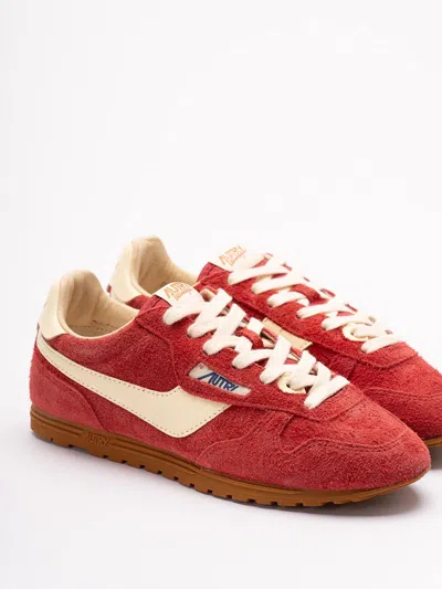 Autry Windspin Suede And Leather Sneakers In Rubyrutabaga In Pink