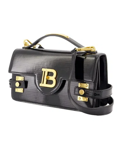 Balmain Bbuzz 24 Shoulder Bag In Smooth Leather In Black