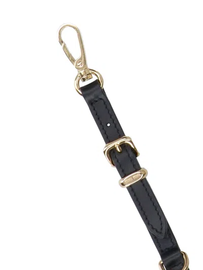 Miu Miu Leather And Rope Keyring In Blue
