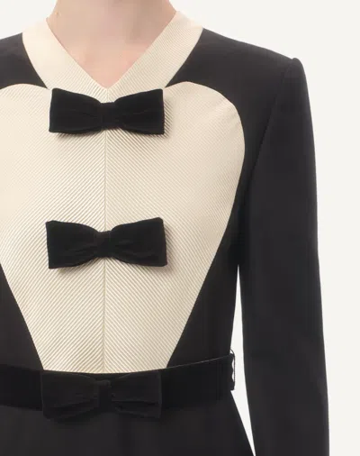 Valentino Black Midi Wool Dress With Bows