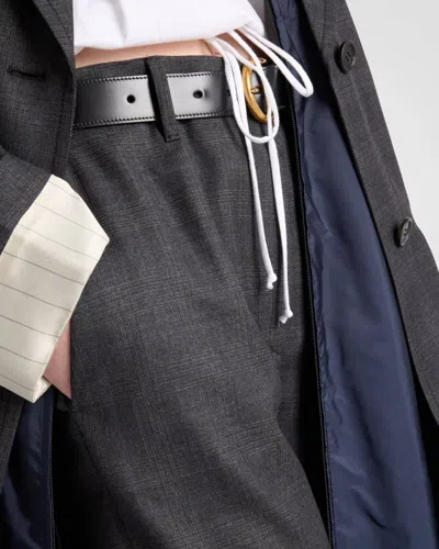 Prada Tailored Wide-leg Trousers With Classic Plaid Pattern In Gray