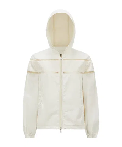 Moncler Clisson Embroidered Hooded Jacket In Neutral