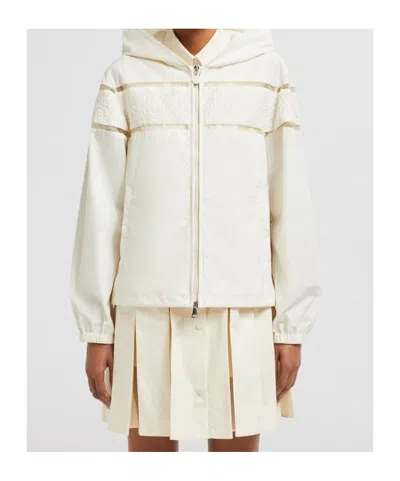Moncler Clisson Embroidered Hooded Jacket In Neutral