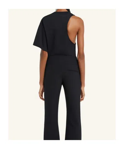 Courrèges Courregès Oneshoulder Tshirt In Scuba In Black