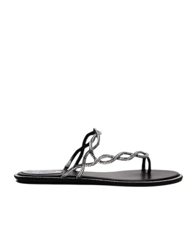 René Caovilla Rene Caovilla Black Flat Braid Sandal 10