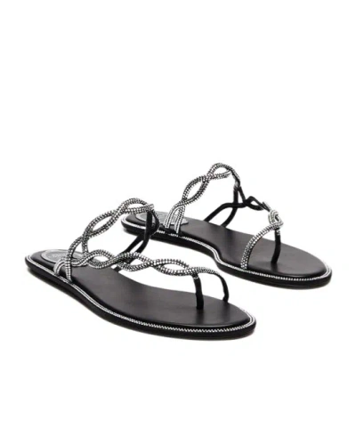 René Caovilla Rene Caovilla Black Flat Braid Sandal 10