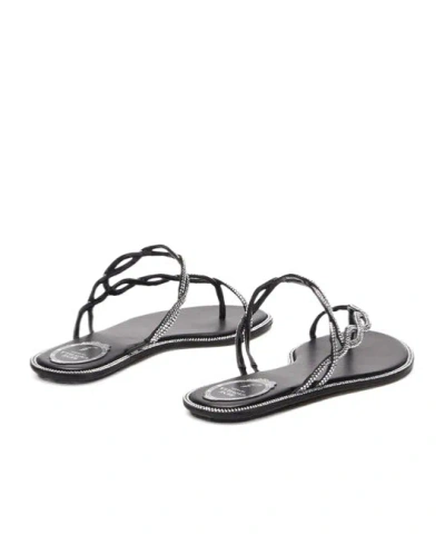 René Caovilla Rene Caovilla Black Flat Braid Sandal 10