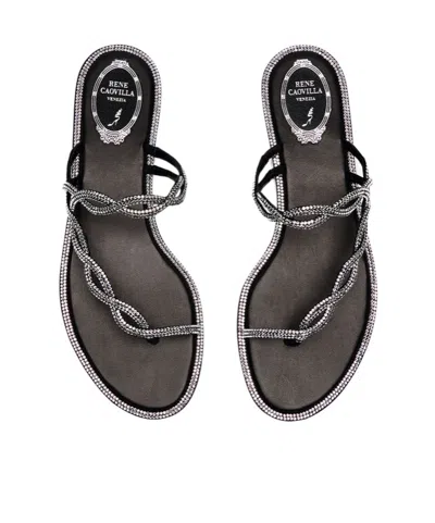 René Caovilla Rene Caovilla Black Flat Braid Sandal 10