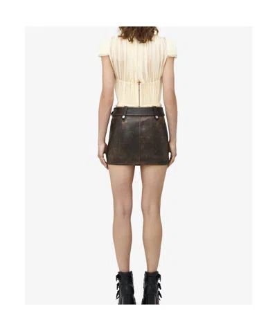 Alexander Mcqueen Belted Leather Mini Skirt In Black