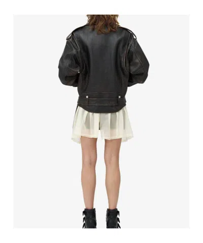 Alexander Mcqueen Leather Biker Jacket In Brown