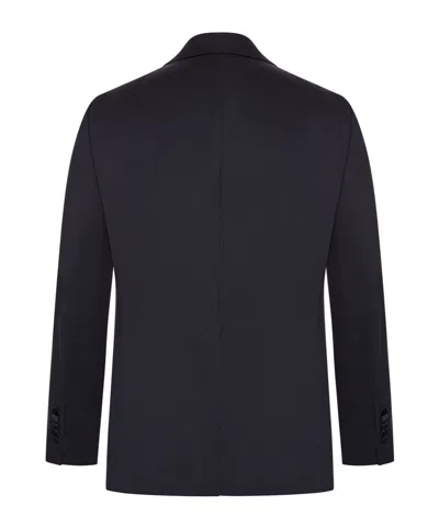 Tagliatore Double Breasted Wool Suit With Silk Inserts In Black