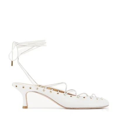 Chloé Chloe Ghilies Tie-up Leather Sandals In White