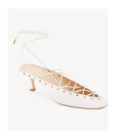 Chloé Chloe Ghilies Tie-up Leather Sandals In White