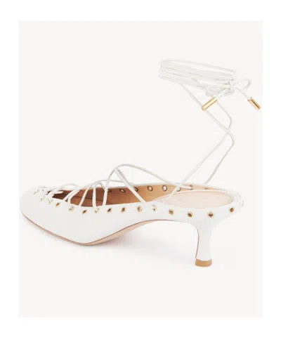 Chloé Chloe Ghilies Tie-up Leather Sandals In White