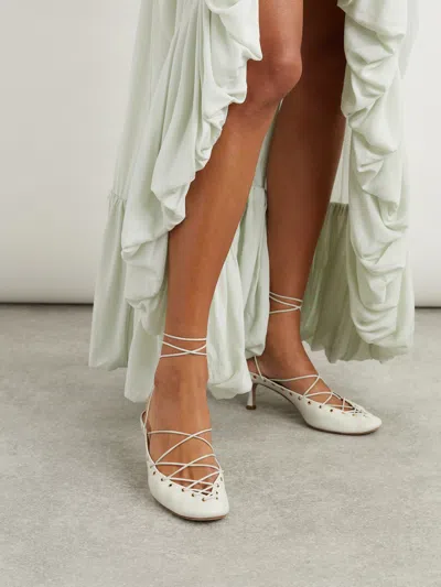 Chloé Chloe Ghilies Tie-up Leather Sandals In White