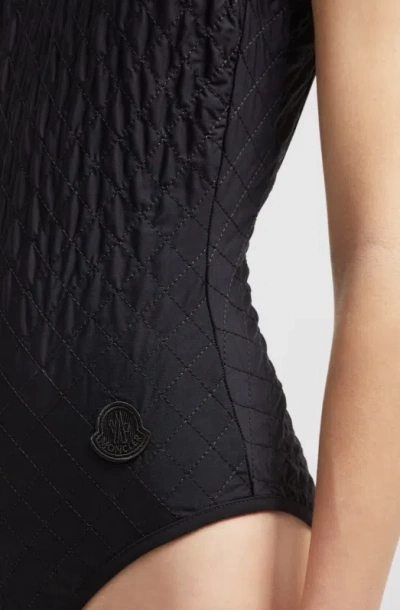 Moncler Diamond Quilted Nylon Swimsuit In Black
