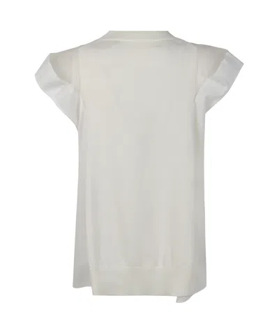 Sacai Women's Popeline X Knit Pullover Sweater In White