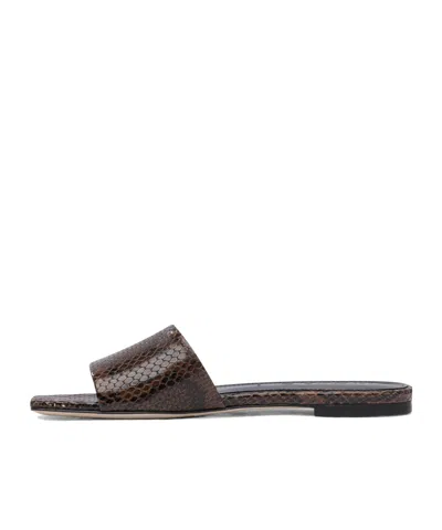 Aeyde Square Toe Flat Sole Sandals With Textured Finish In Black