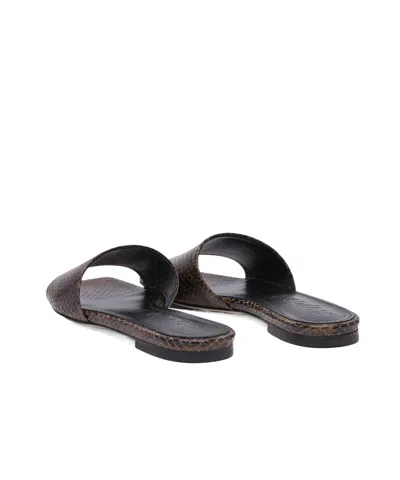 Aeyde Square Toe Flat Sole Sandals With Textured Finish In Black