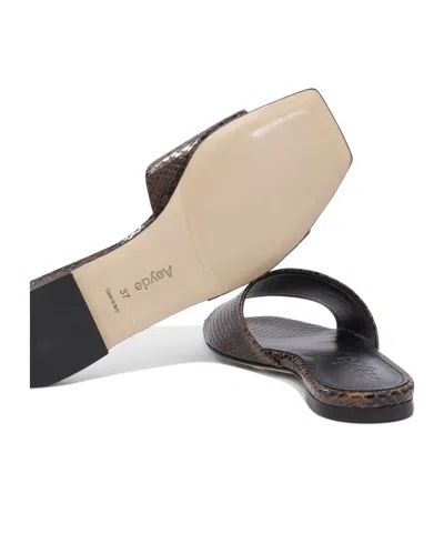 Aeyde Square Toe Flat Sole Sandals With Textured Finish In Black
