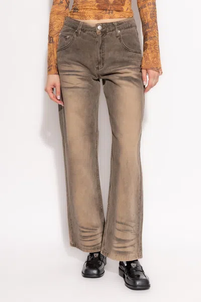 Misbhv Logo-patch Jeans In Brown