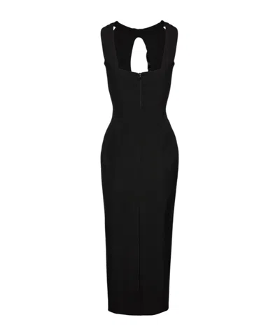 Magda Butrym Wool Midi Dress With Keyhole Opening, Black In Black