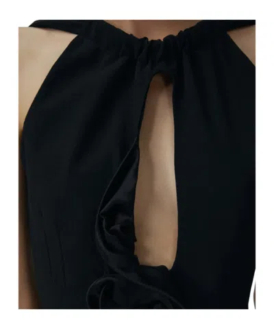 Magda Butrym Wool Midi Dress With Keyhole Opening, Black In Black