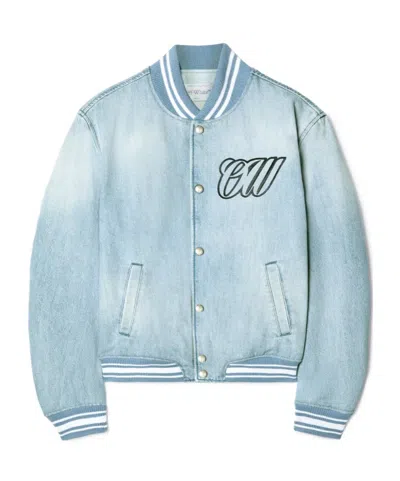 Off-white Denim Bomber Jacket In Blue