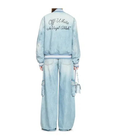 Off-white Denim Bomber Jacket In Blue