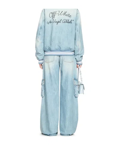 Off-white Denim Bomber Jacket In Blue